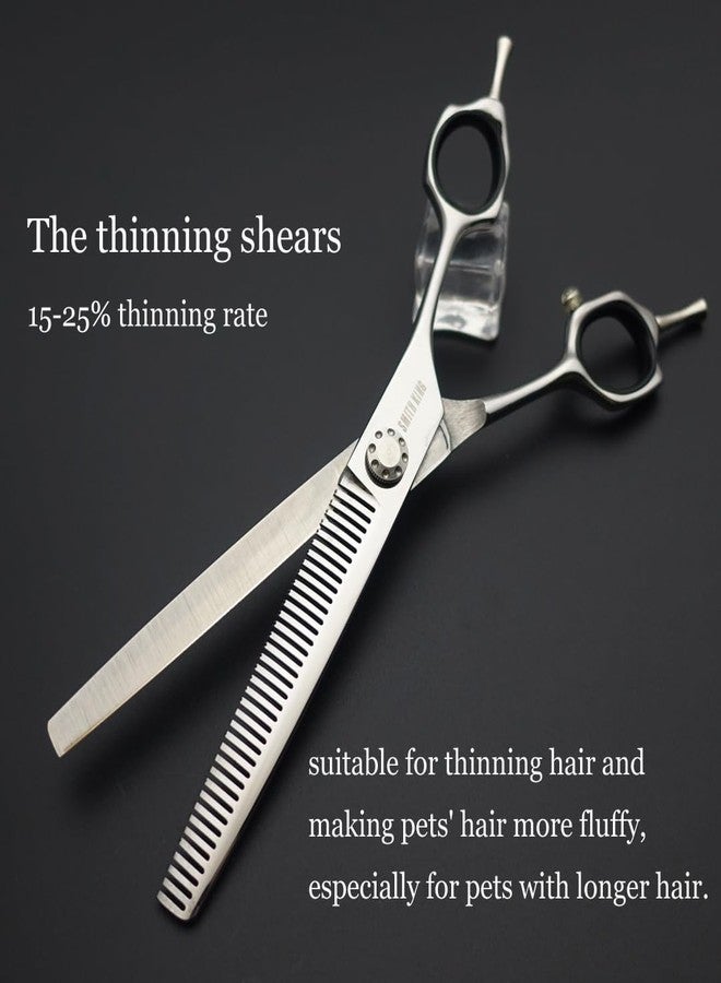 Smithking 7 inches Safe Dog Grooming Scissors Set with Round Tip,Straight & Thinning & Curved Shears Set with comb for Dog & Cat Grooming human hair cutting (Black 4 in 1 with comb) - Image 5
